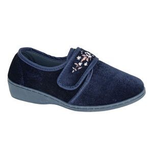 Sleepers Womens/Ladies Elsie Synthetic Wide Slippers / Navy